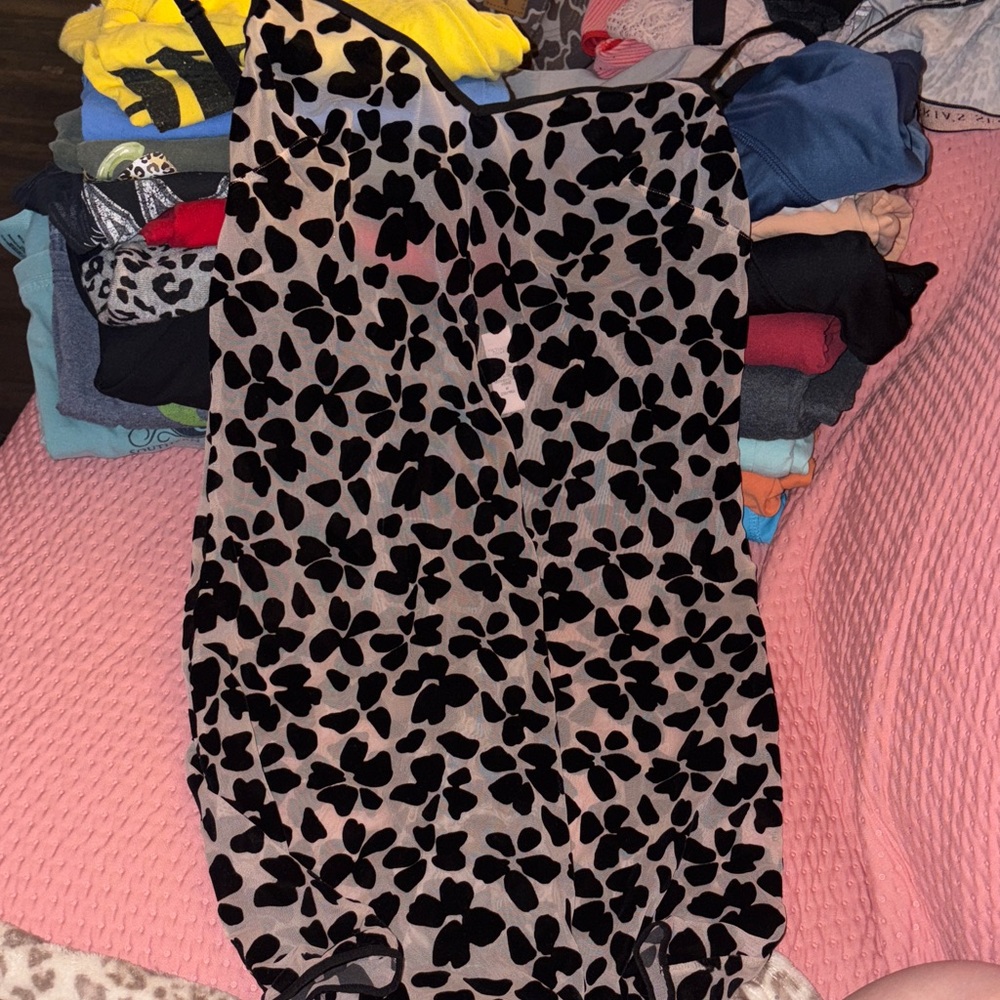 Victoria's Secret Black and Tan Floral Slip Dress